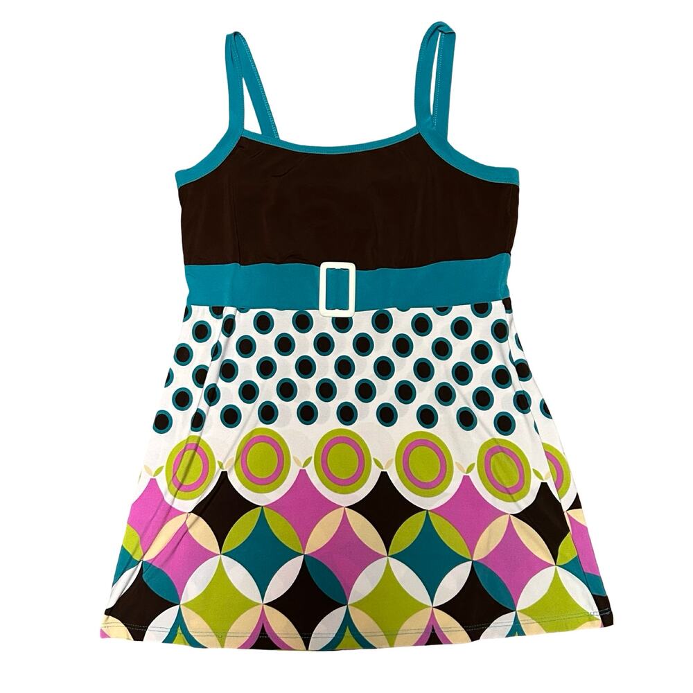 Y2K Geometric Tank Top Womens Large Multicolored Maximalist Bright Colorful